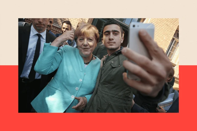 Thủ tướng Angela Merkel tuyên bố "Wir schaffen das" – "Chúng ta có thể làm được" – được nhìn nhận một cách rộng rãi là lời chào đón những người xin tị nạn